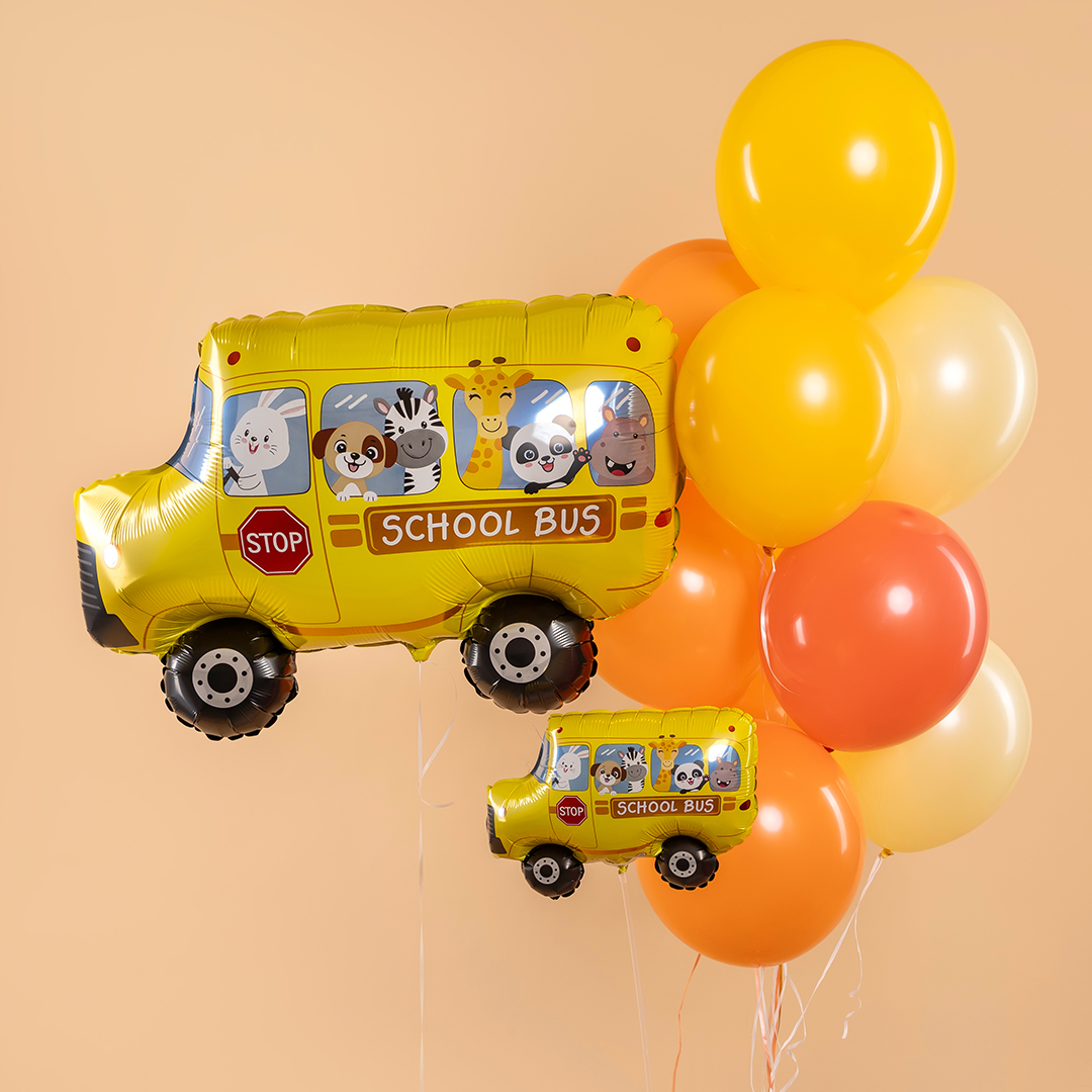 Шар (10''/25 см) Мини-фигура, Школьный автобус, 1 шт.