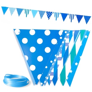 Гирлянда Флажки, Ассорти дизайнов, Голубой, 500 см, 16*14 см*12 шт, 1 упак.