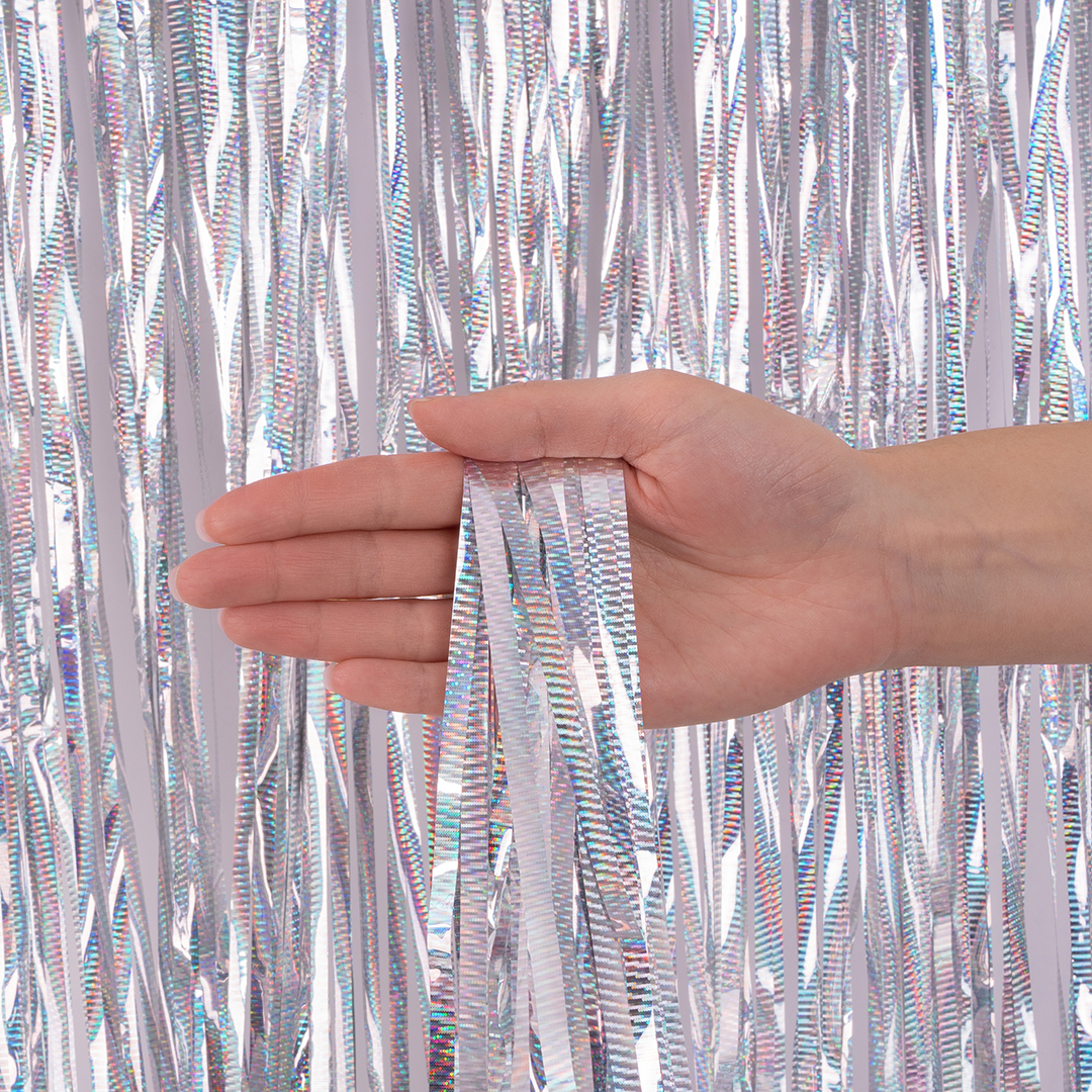 Занавес Дождик Сияние, Серебро, Голография, 100*200 см, 1 шт.