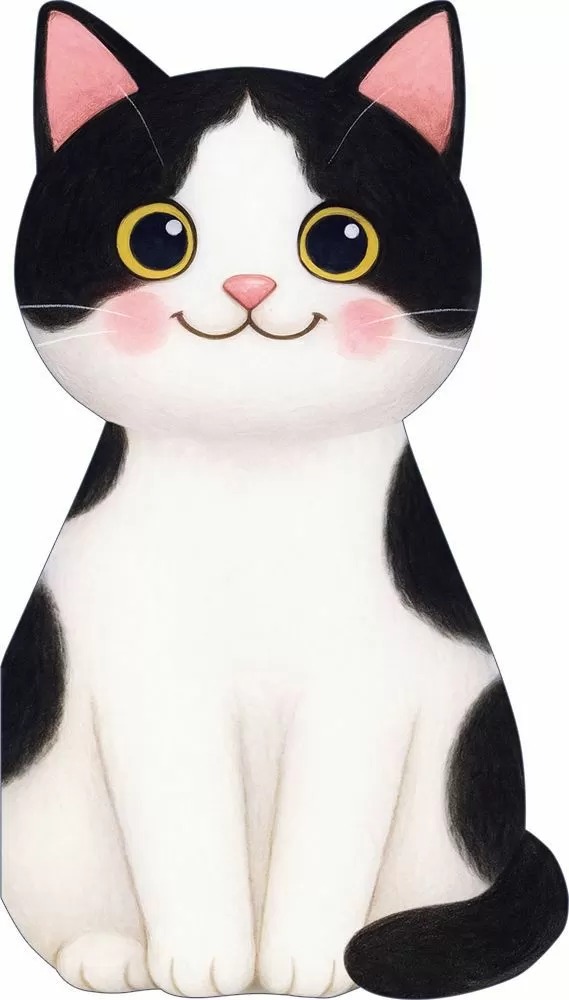 Открытка, Черно-белый котик, 10,4*18,2 см, 10 шт.