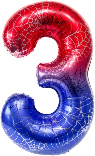 Шар (40''/102 см) Цифра, 3 Героическая тема, Красный/Синий, 1 шт. в уп.