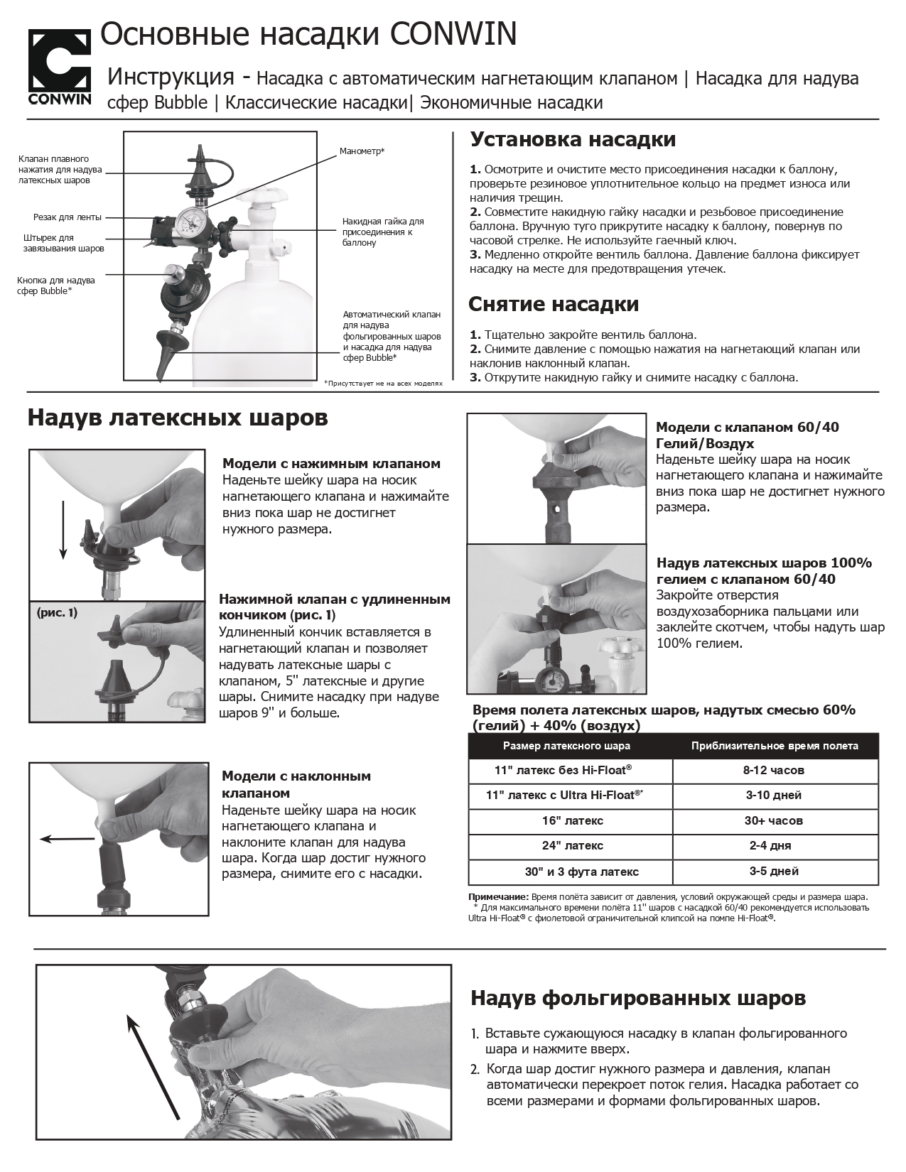 Насадка с клапаном гелий/воздух 60/40 1 шт.