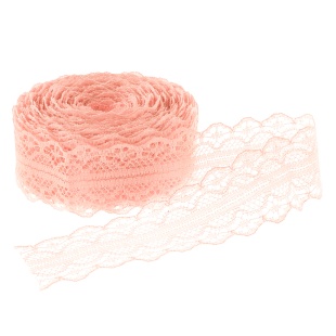 Декоративная лента (3 см*10 м) Тонкое Кружево, Персиковый, 1 шт.