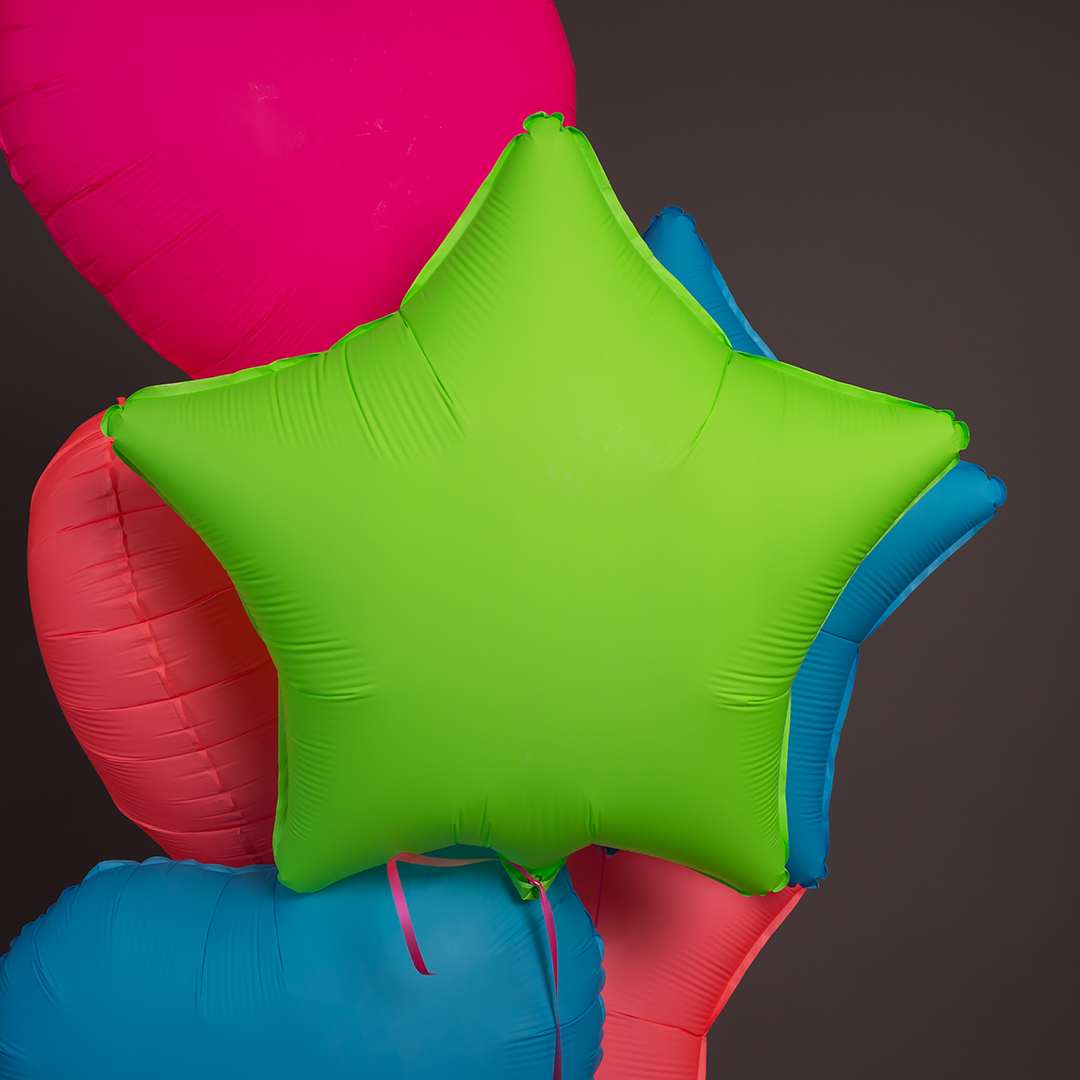 Шар (18''/46 см) Звезда, Салатовый, Неон, 1 шт.