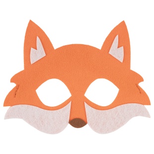 Маска карнавальная, из фетра, Лисенок, Оранжевый, 17*13 см, 1 шт. 