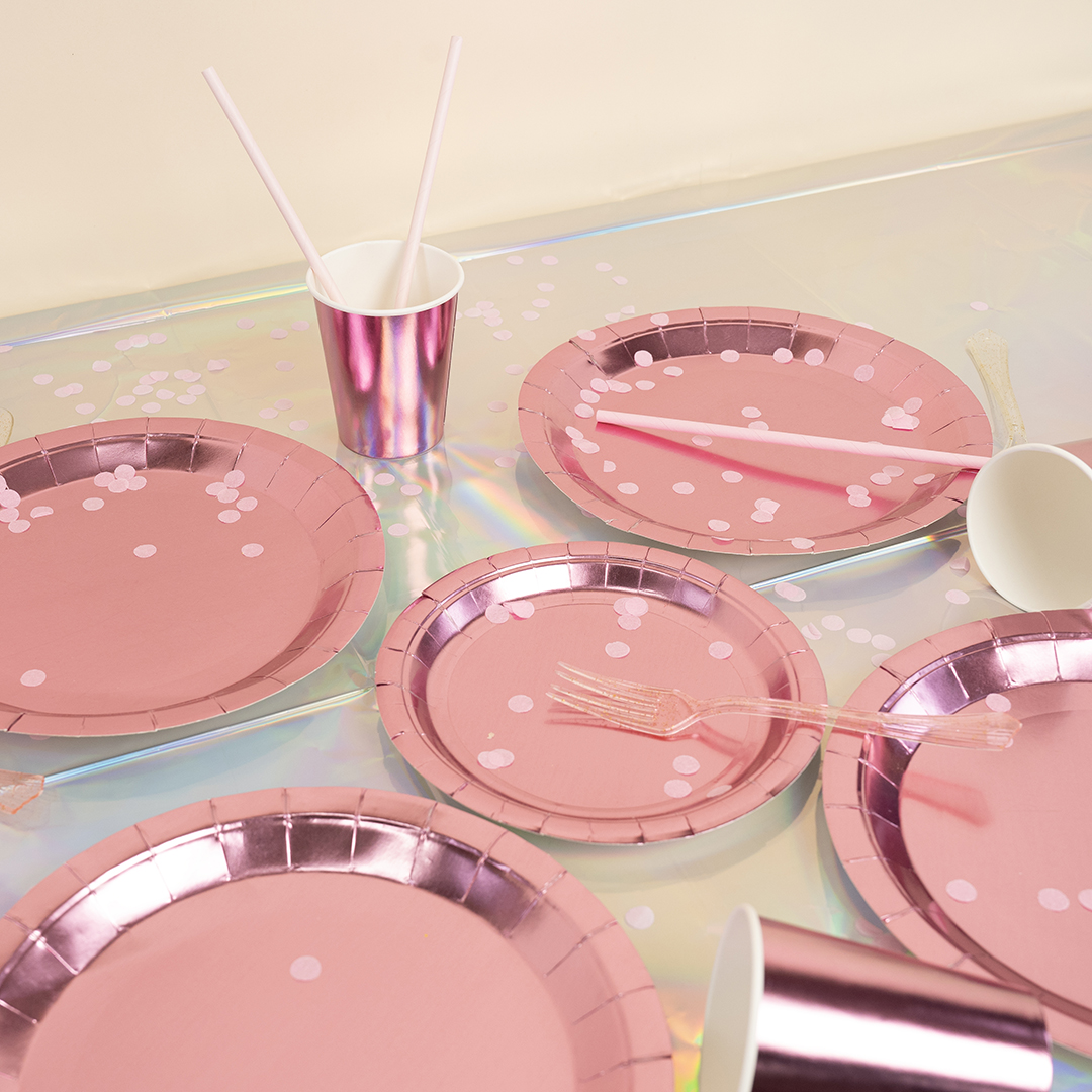 Тарелки (9''/23 см) Розовый, Металлик, 6 шт.