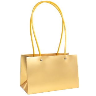 Пакет для цветов, Мастхэв, Золото, Сатин, 14*22*11 см, 1 шт.