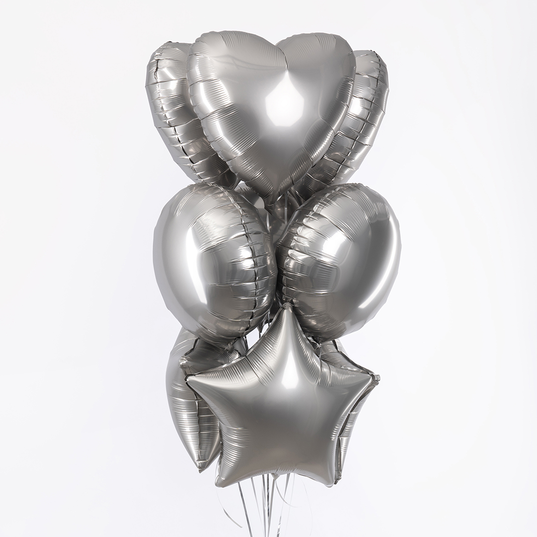 Шар (18''/46 см) Круг, Стальной серый, Сатин, 1 шт.