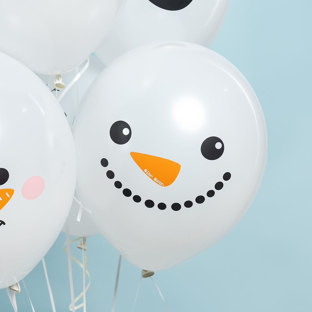 Шар (12''/30 см) Снеговики, Белый, пастель, 1 ст, 25 шт.
