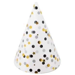 Колпаки, Конфетти, Стильный микс, Металлик, 16 см, 6 шт. в упак. 