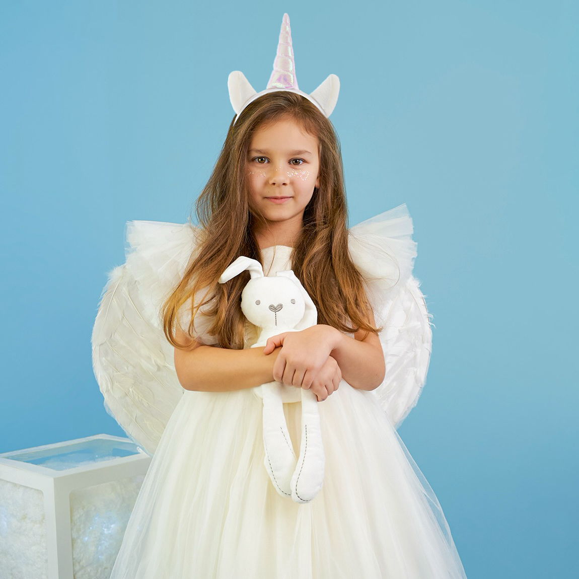 Ободок, Единорог, Белый, с блестками, 1 шт. 