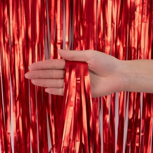 Занавес Дождик Красный, Матовый металл, 100*200 см, 1 шт.