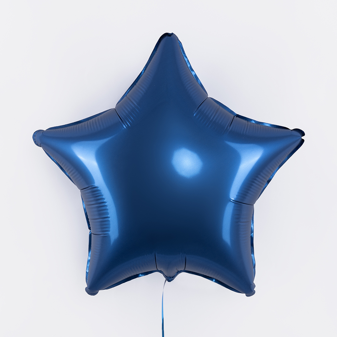 Шар (18''/46 см) Звезда, Темно-синий, Сатин, 1 шт.