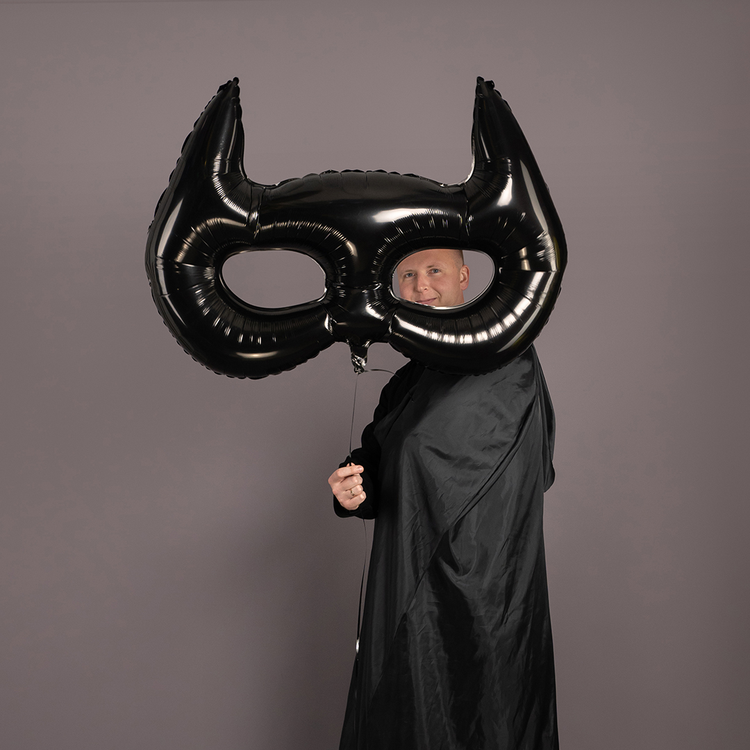 Шар (42''/107 см) Фигура, Маска, Черный, 1 шт.