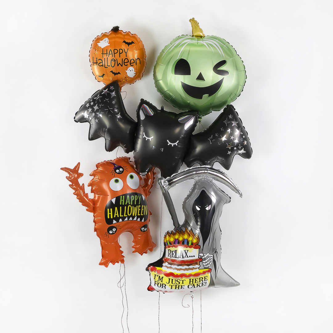 Шар (43''/109 см) Фигура, Летучая мышь, Серебряные звездочки, 1 шт.