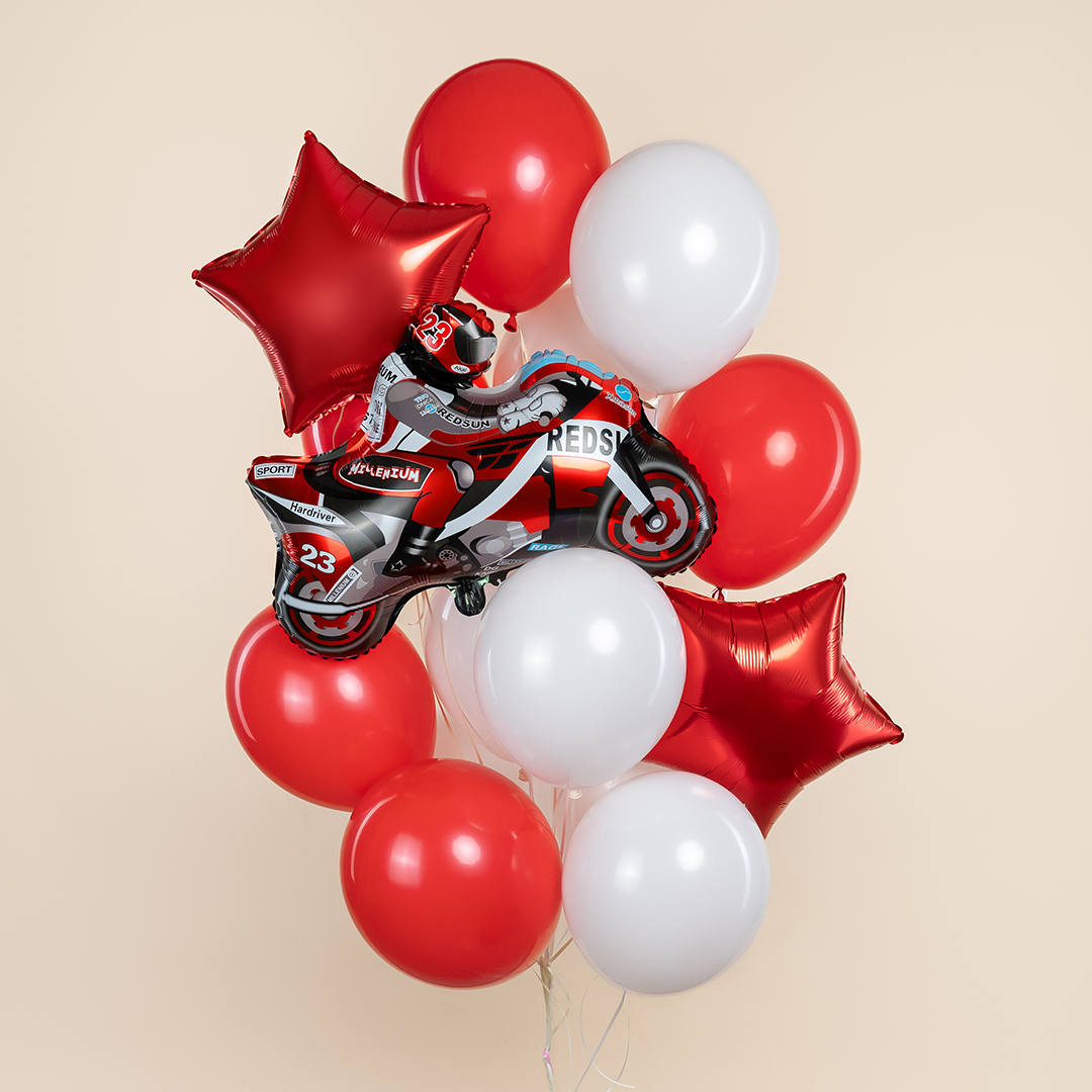 Шар (26''/66 см) Фигура, Мотоцикл, Красный, 1 шт.