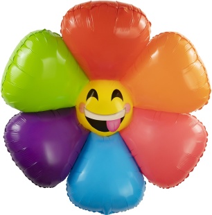 Шар (39''/99 см) Цветок, Ромашка Смайл, Радужный, 1 шт.