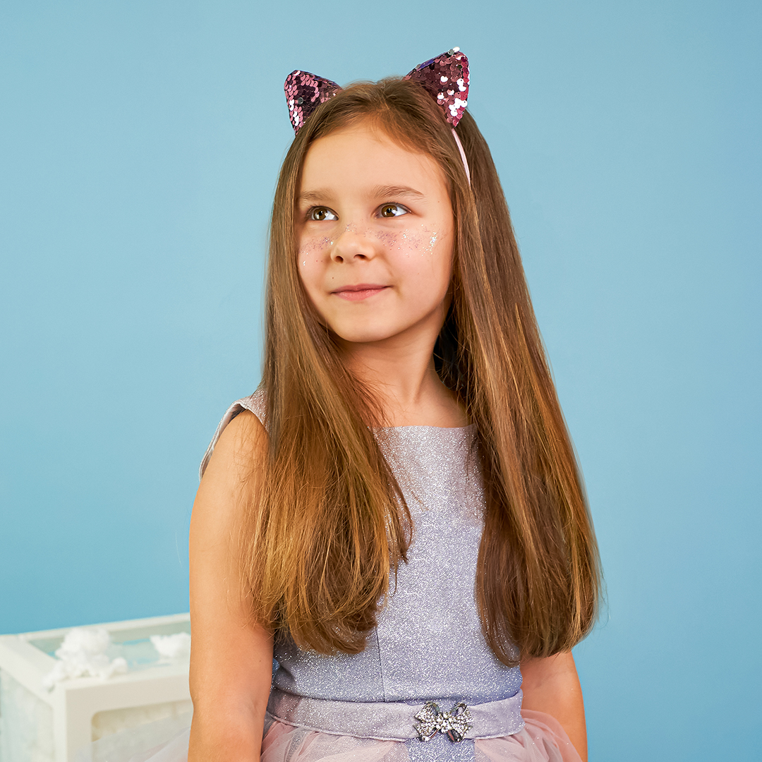 Ободок Кошка, с пайетками, Розовый, 1 шт. 