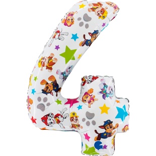Шар (26''/66 см) Цифра, 4 Щенячий Патруль, 1 шт.