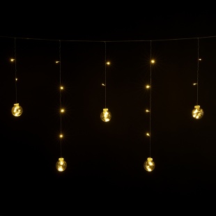Светодиодная гирлянда Лампочки, 108 LED, 12 фигур, 8 режимов, IP 14, 1*3,5 м. Теплый белый, 1 шт.