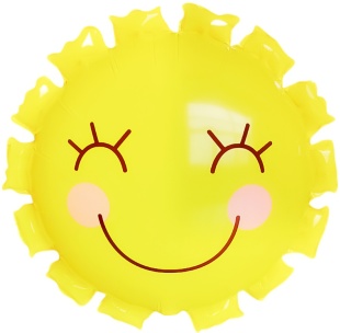 Шар (22''/56 см) Фигура, Солнышко, Желтый, 1 шт. в уп.