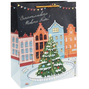 Пакет подарочный, 210гр, Счастливого Нового Года!, Металлик, 55*45*20 см, 1 шт.