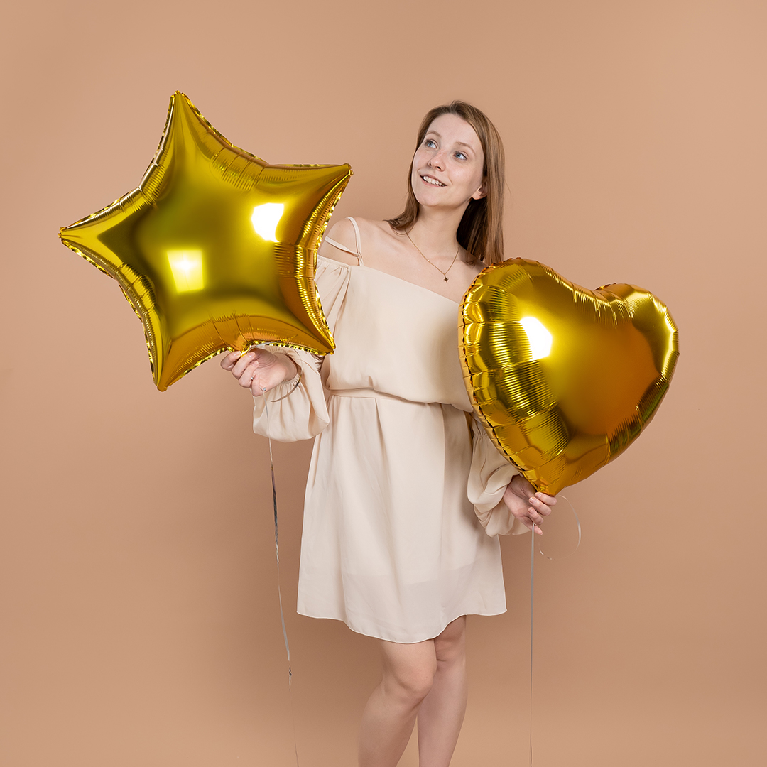 Шар (24''/61 см) Сердце, Золото, Металлик, 1 шт.