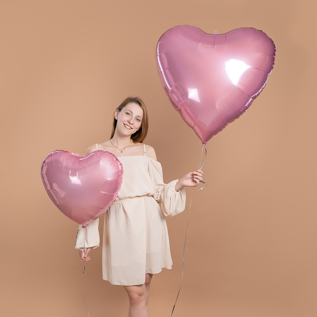 Шар (24''/61 см) Сердце, Розовый, 1 шт.