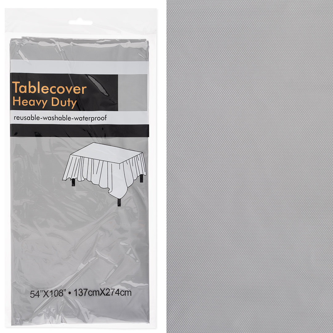 Скатерть одноразовая, Мастхэв, Серебро, 137*274 см, 1 шт.