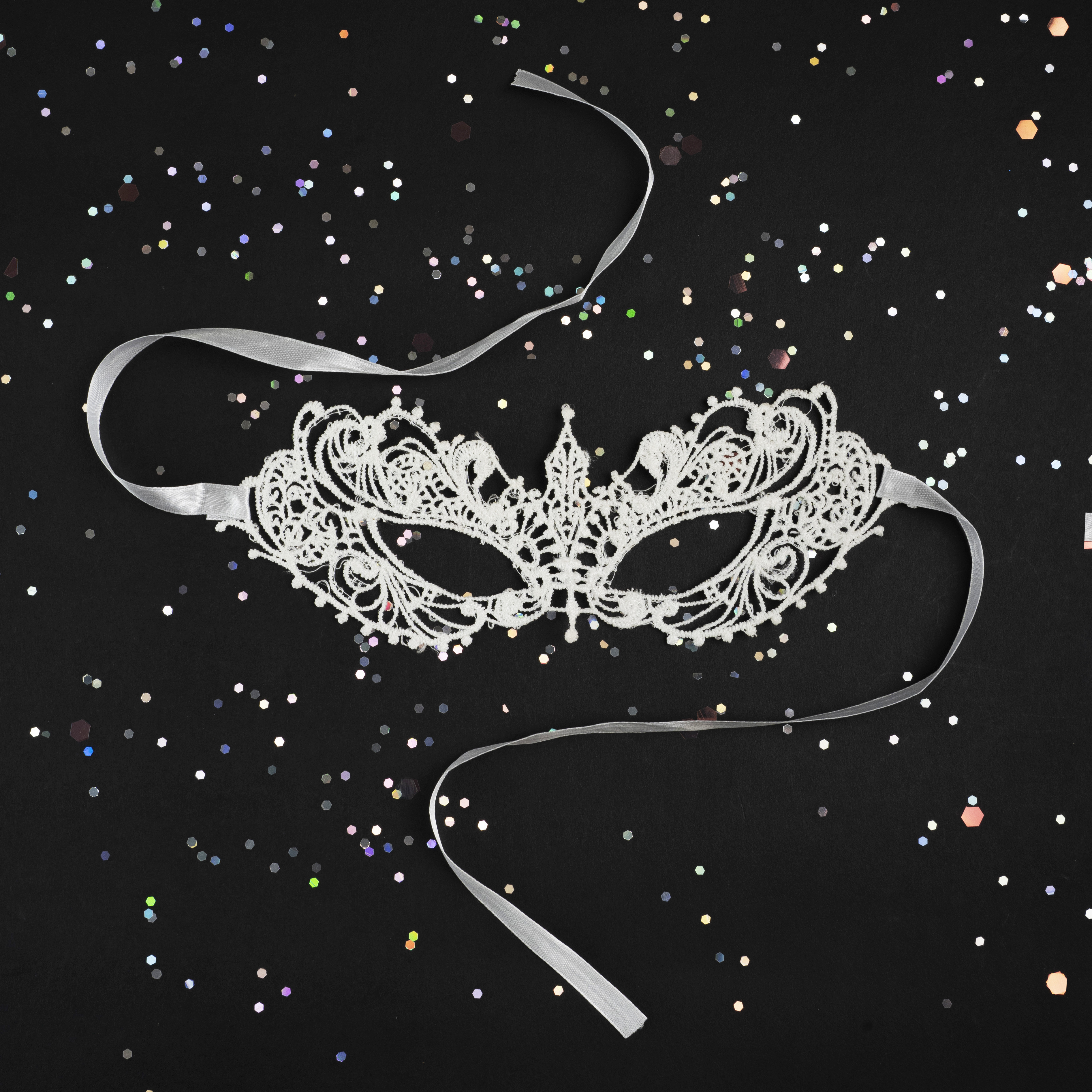 Маска кружевная, фигурная, Герцогиня, Белый, 16*24 см, 1 шт. 