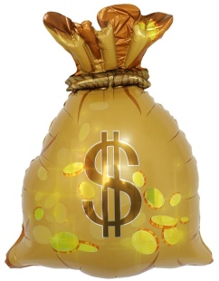 Шар (33''/84 см) Фигура, Денежный мешок, 1 шт. в уп.