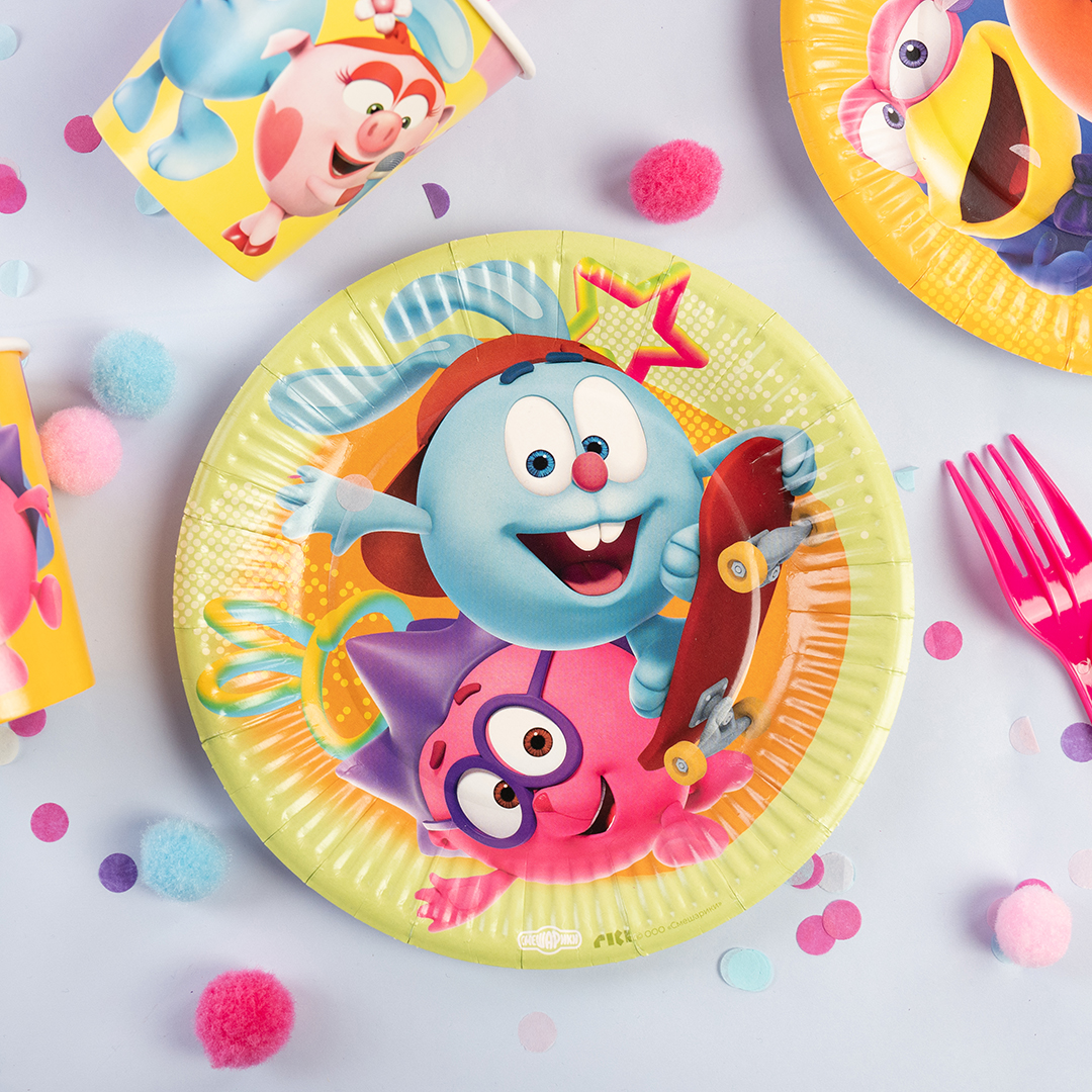 Тарелки (7''/18 см) Смешарики, Ассорти, 6 шт.