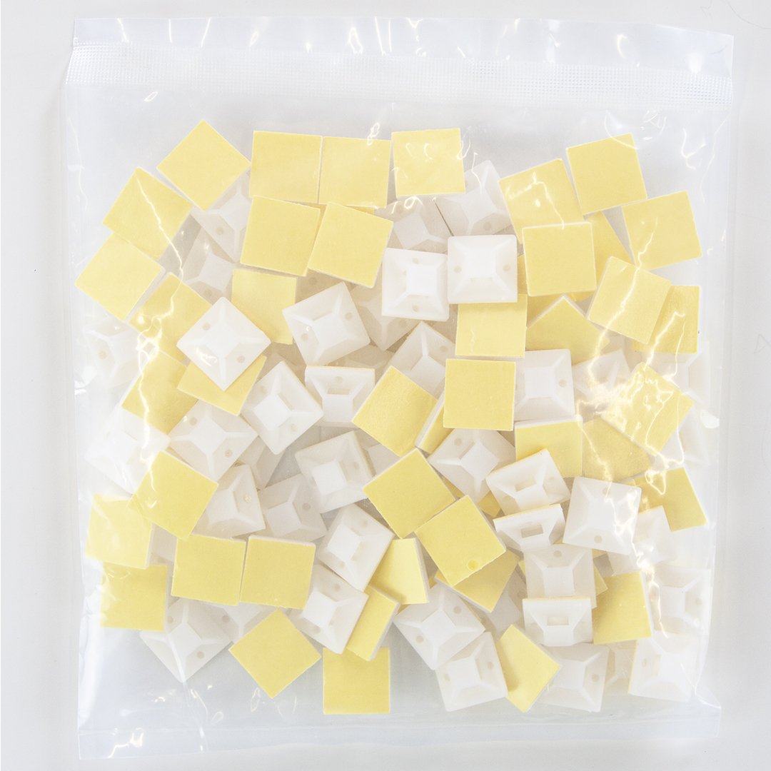 Монтажная база Крепеж самоклеящийся, 18*18 мм. Белый, 100 шт.