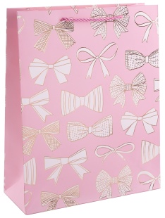 Пакет подарочный, 210гр, Бантики, Дизайн №4, Металлик, 40*21*12 см, 1 шт.