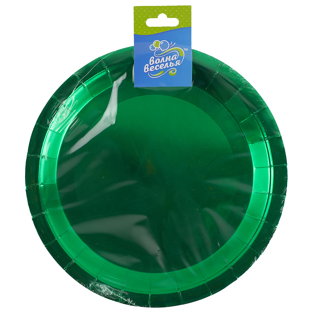 Тарелки (9''/23 см) Зеленый, Металлик, 6 шт.