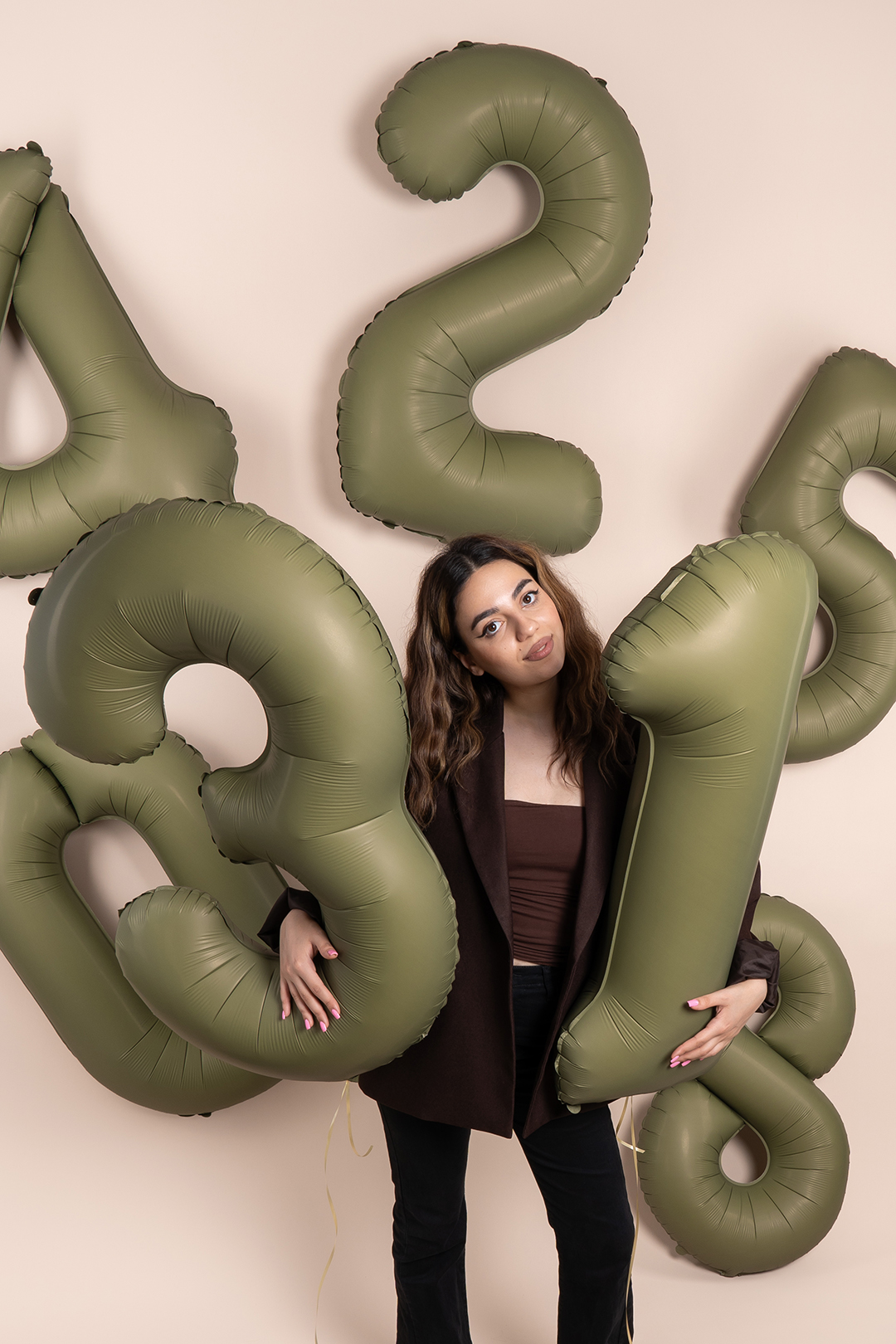 Шар (40''/102 см) Цифра, 2 Slim, Оливковый, Матовый, 1 шт.