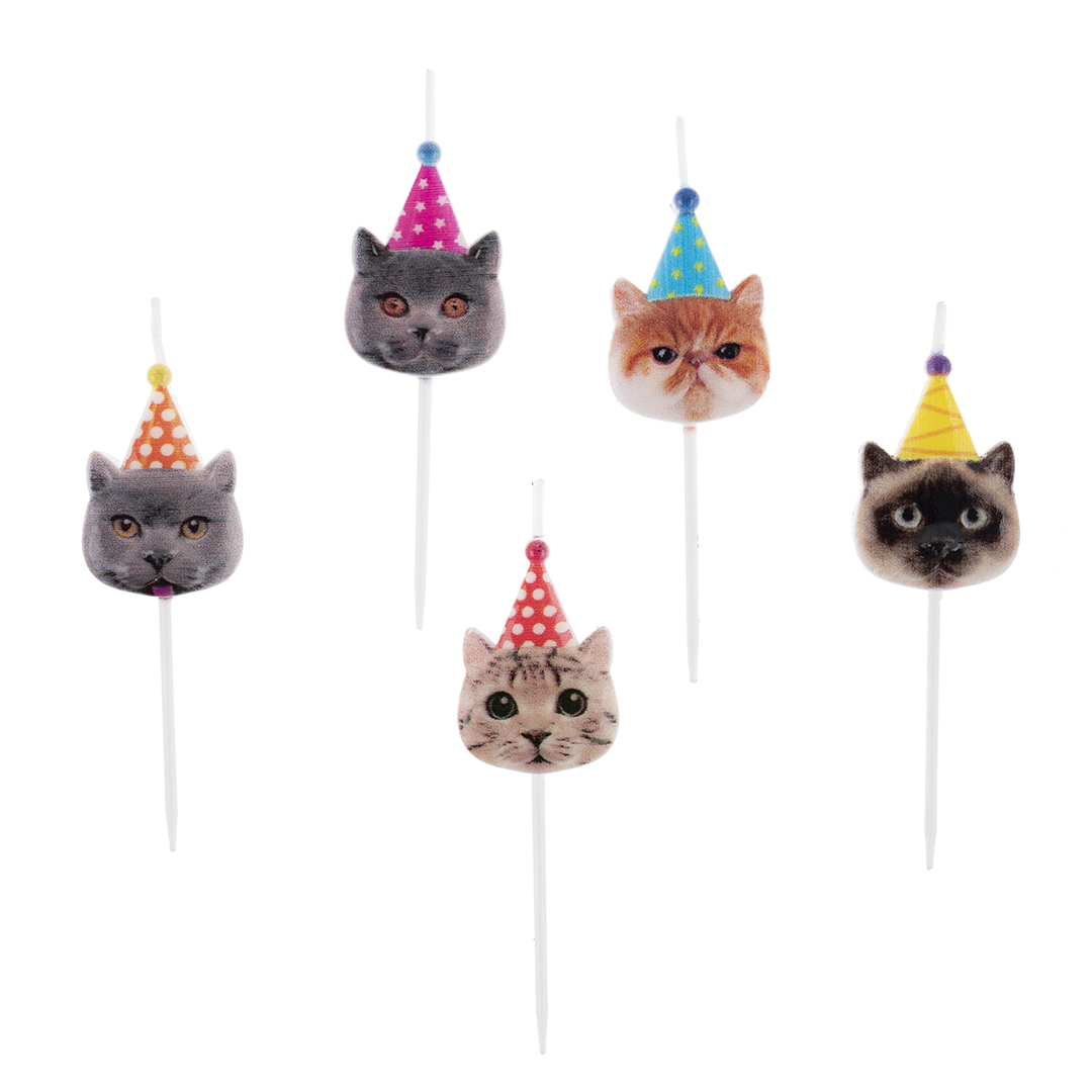 Набор свечей Фигура, Котики, 6 см, 5 шт. с держат.