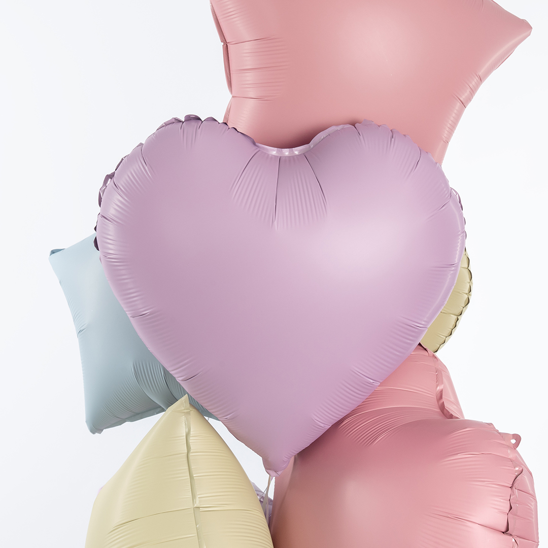 Шар (18''/46 см) Сердце, Сиреневый, Сатин, 1 шт.