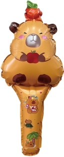 Шар ручной, с клапаном (20''/51 см) Фигура, Капибара с яблочком, 5 шт. в уп. (цв.этик.)