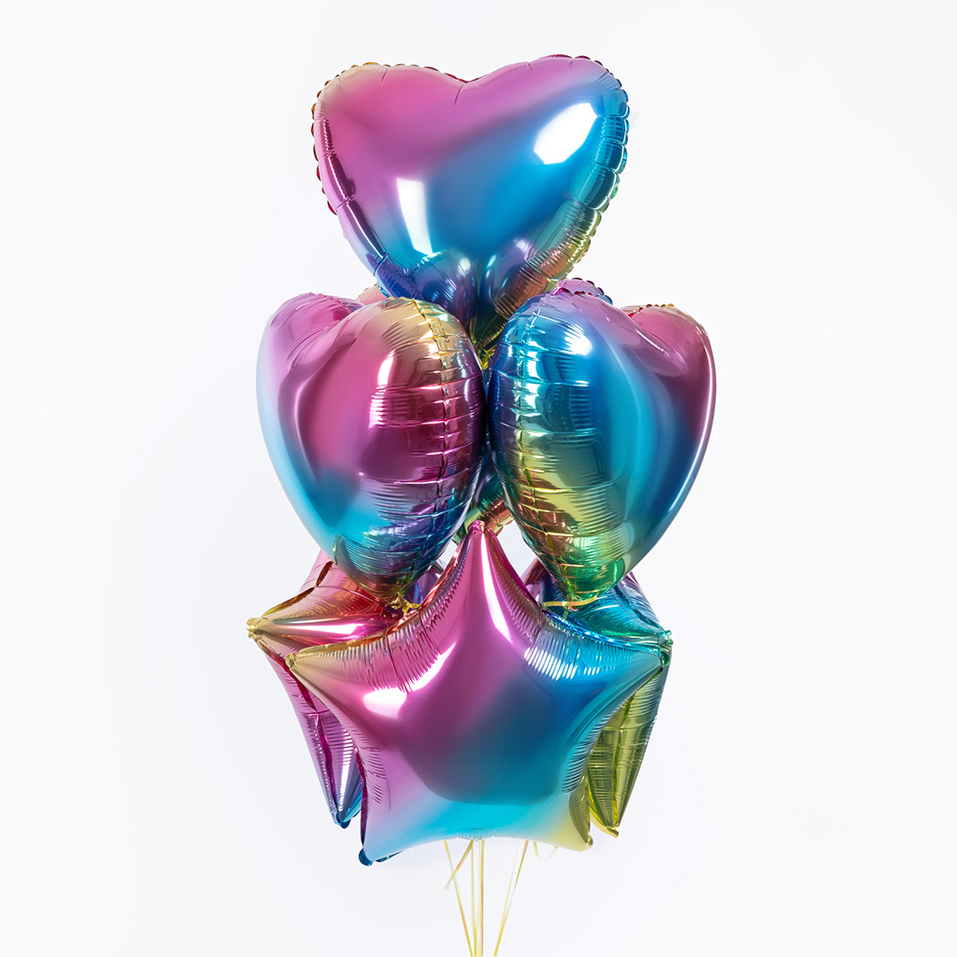 Шар (18''/46 см) Звезда, Нежная радуга, Градиент, 1 шт.