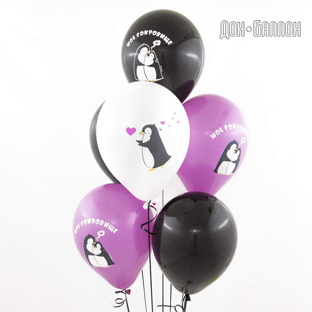 Сервировочные салфетки, Влюбленные пингвины, Розовый, 33*33 см, 20 шт.