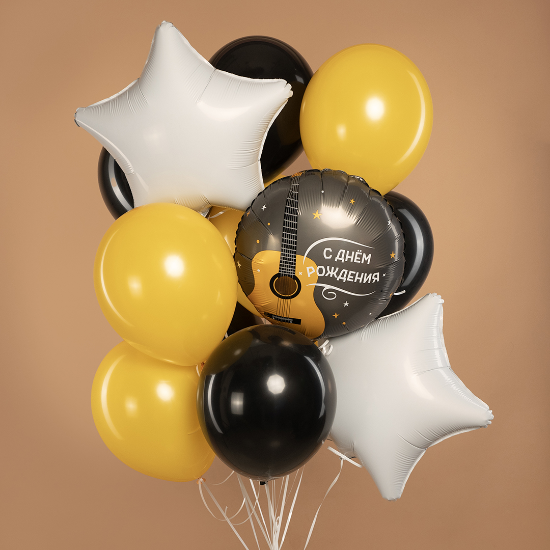 Шар (18''/46 см) Круг, С Днем Рождения (гитара), 1 шт.