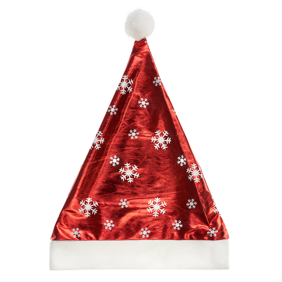 Колпак Новогодний, Белые снежинки, Красный, 54-56 разм., 1 шт. 