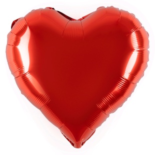 Шар (18''/46 см) Сердце, Красный, Металлик, 1 шт.