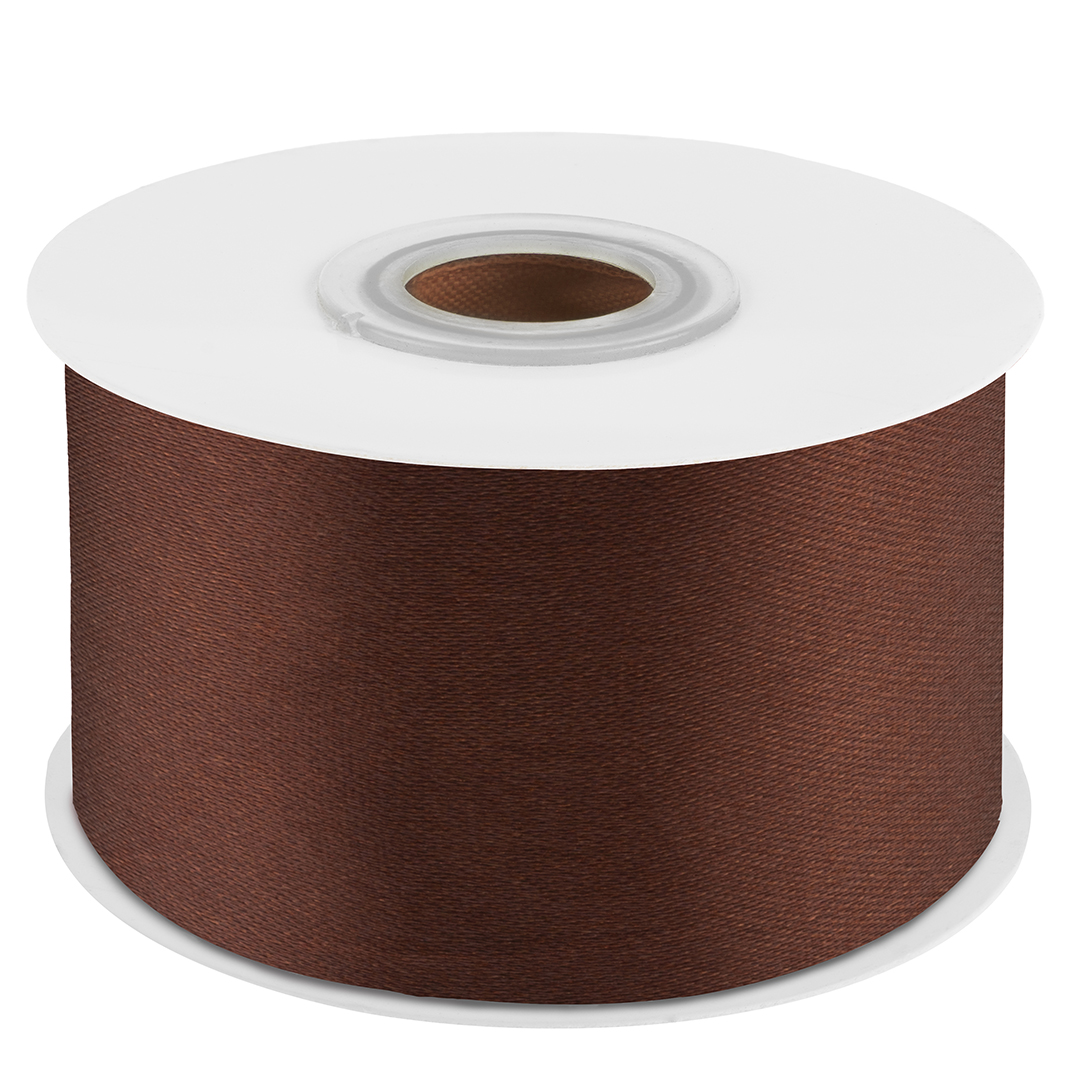 Лента атласная (3,8 см*22,85 м) Шоколадный, 1 шт.