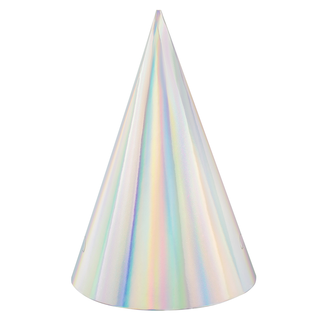 Колпаки, Серебро, Голография, 16 см, 6 шт. в упак. 