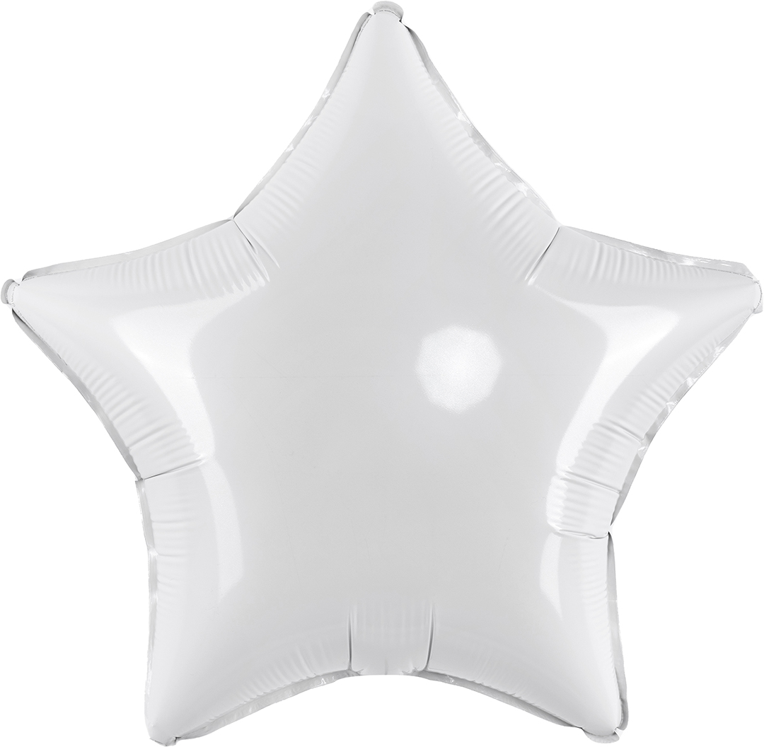 Шар (18''/46 см) Звезда, Белый, 1 шт.