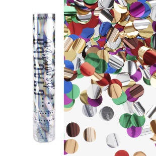 Пневмохлопушка (12/30 см), Счастья, Радости, Добра!, Круги фольга, Ассорти, Металлик, 1 шт.