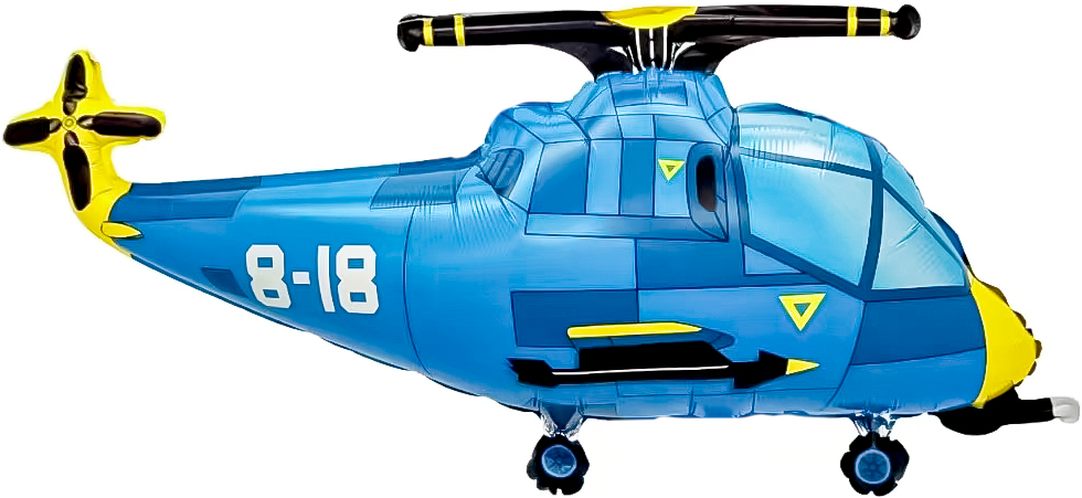 Шар (36''/91 см) Фигура, Вертолет, Синий, 1 шт. в уп.