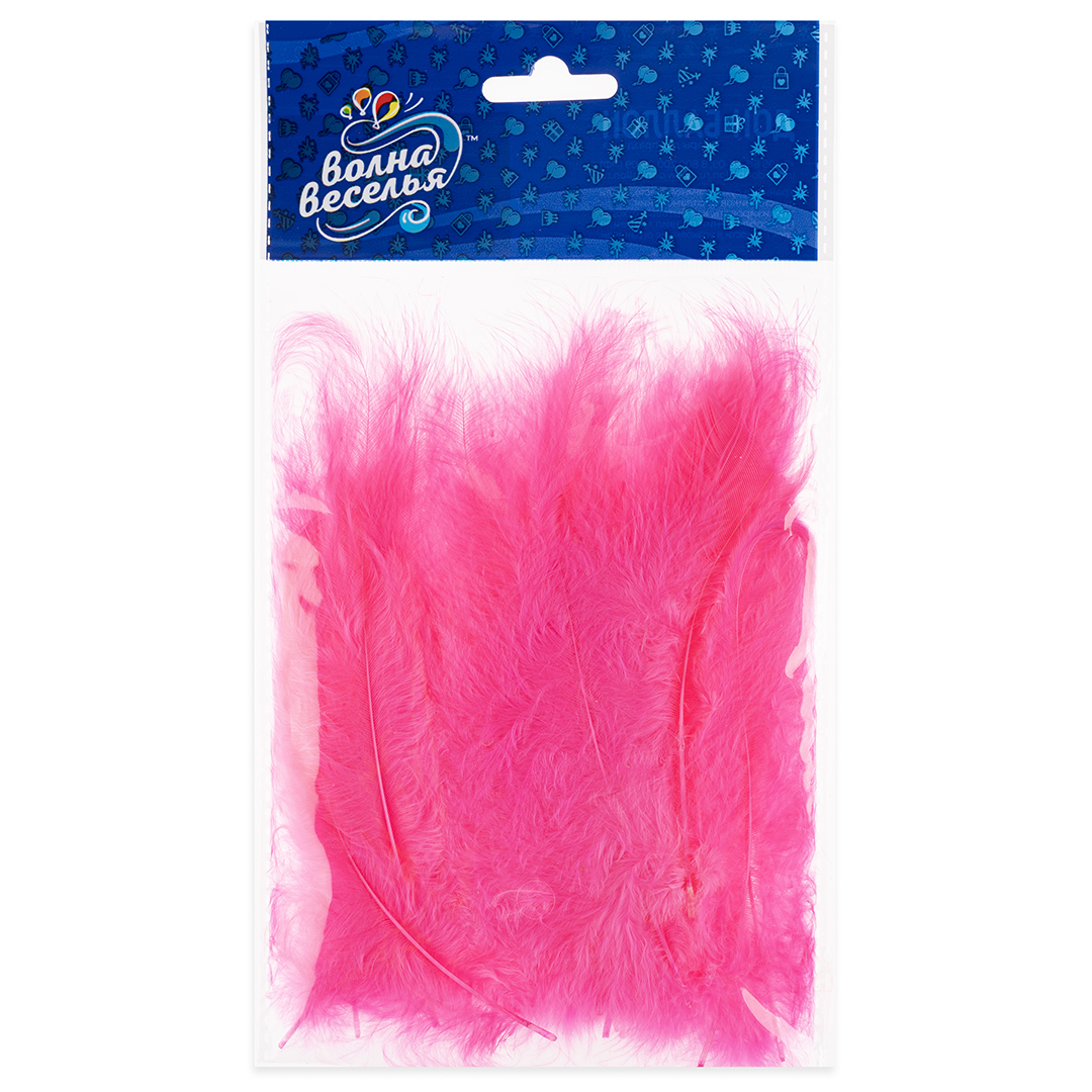 Перья, Премиум, Ярко-розовый, 12-15 см, 30 шт.